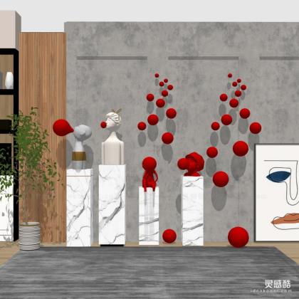 现代吹泡泡人物雕塑摆件丨