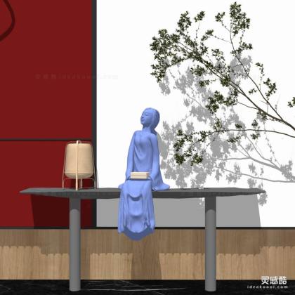 新中式人物雕塑摆件 台灯丨