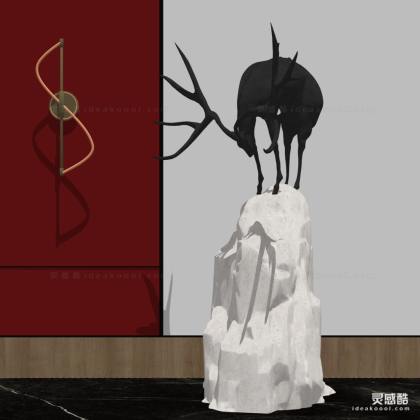 新中式鹿动物雕塑摆件丨