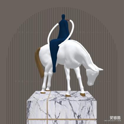 现代抽象人物骑马雕塑摆件丨