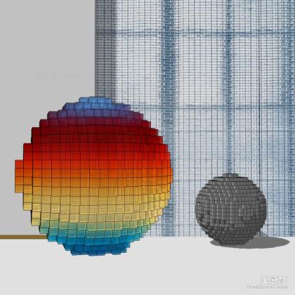 现代亚克力彩色球形雕塑摆件丨