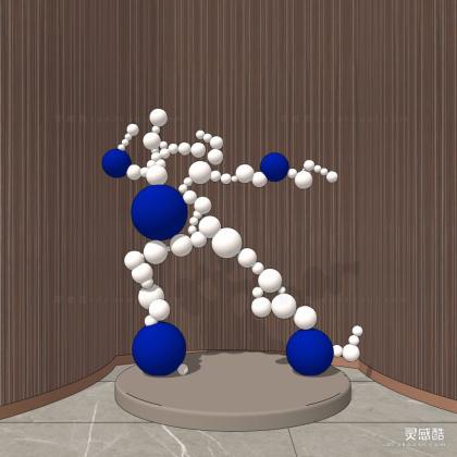 现代艺术球形抽象人物雕塑摆件丨