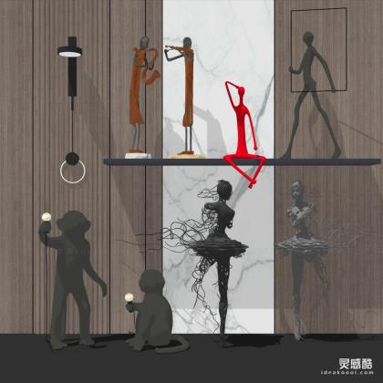 现代金属演奏音乐抽象人物雕塑摆件丨