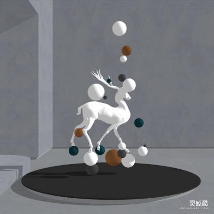 现代艺术小鹿麋鹿动物雕塑摆件丨