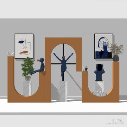 现代艺术抽象人物雕塑摆件 挂画丨