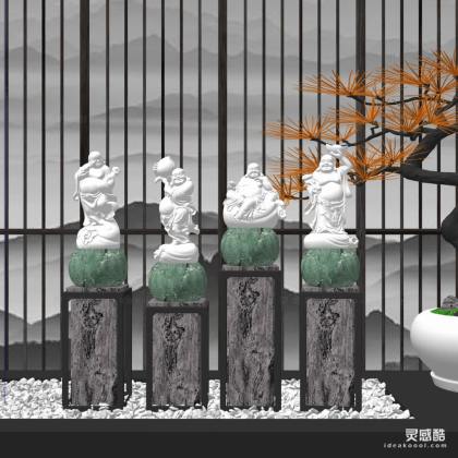 新中式布袋弥勒佛像人物雕塑摆件丨