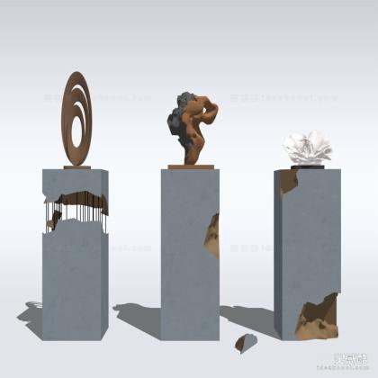 现代新中式金属抽象雕塑摆件丨