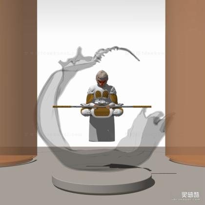 现代新中式水花艺术雕塑丨