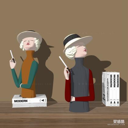 现代摩登女士人物雕塑摆件丨