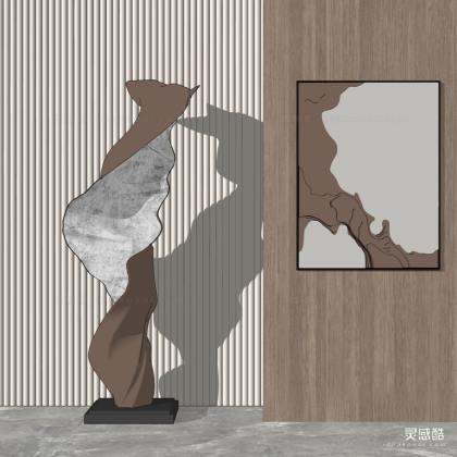 现代抽象雕塑摆件 现代抽象挂画丨