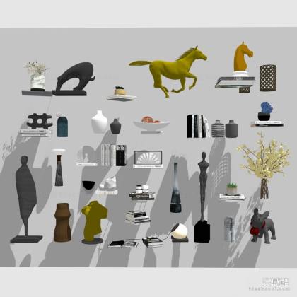 现代雕塑摆件 金属马 抽象人物雕塑 书柜摆件 床头摆件丨