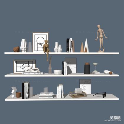 现代花瓶书籍雕塑摆件 木偶 熏香 眼镜丨