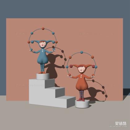 现代装饰摆件 小丑人物雕塑摆件丨