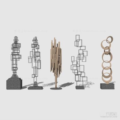 现代简约抽象金属装饰雕塑摆件丨