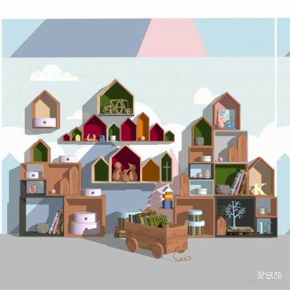 现代儿童公仔玩具架 现代装饰架 公仔 玩具 娃娃 书籍 摆件丨