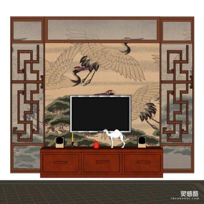 现代中式背景墙丨