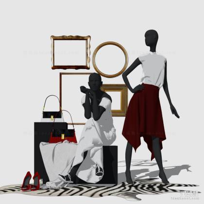 服装店服饰模特 高跟鞋 包包丨