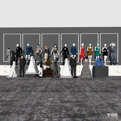 现代模特模特服饰组合 婚纱 西服丨