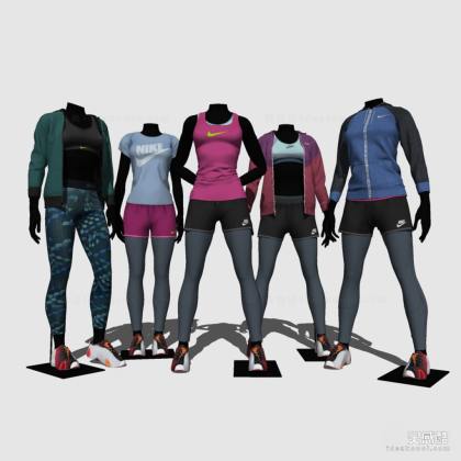 现代运动服装模特 运动鞋丨