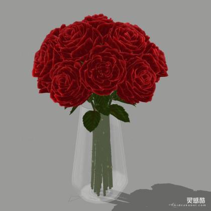 花瓶 玫瑰花丨