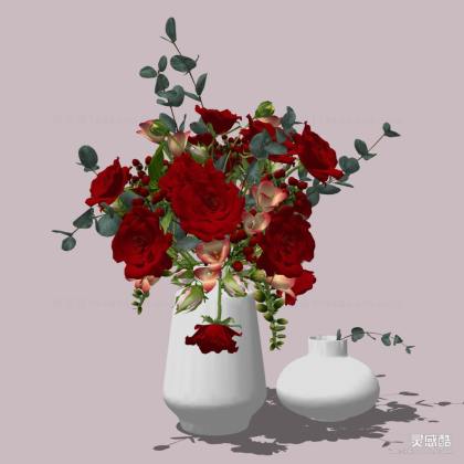 花瓶花艺插花 玫瑰花丨