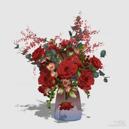 花瓶花艺插花 玫瑰花丨