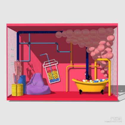 商业美陈装饰布景 浴缸 懒人沙发丨