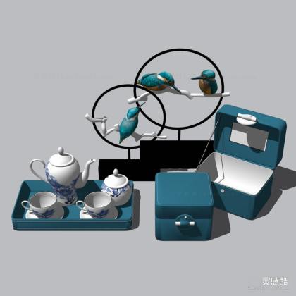 青花瓷器茶具 装饰摆件丨