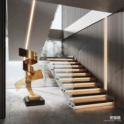 现代办公楼梯间 抽象雕塑摆件丨