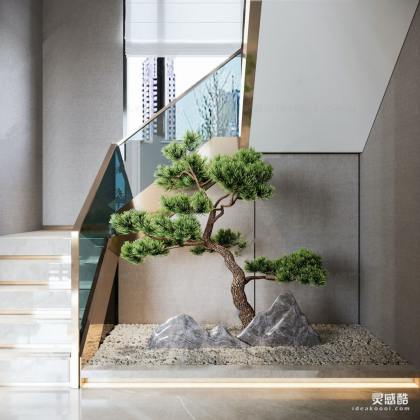 新中式楼梯间 松树丨
