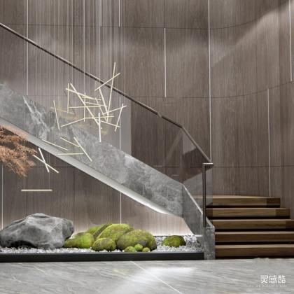 新中式楼梯间 禅意小品 吊灯丨