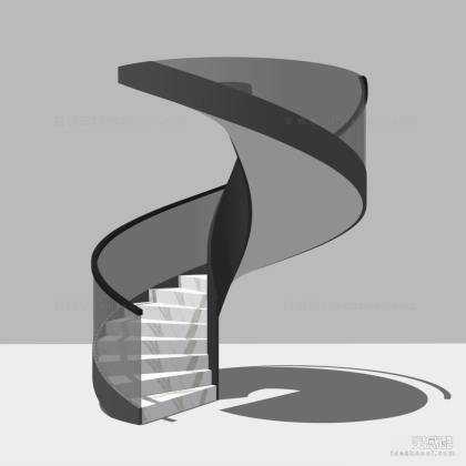 现代简约旋转楼梯 玻璃扶手楼梯 大理石踏步旋转楼梯丨