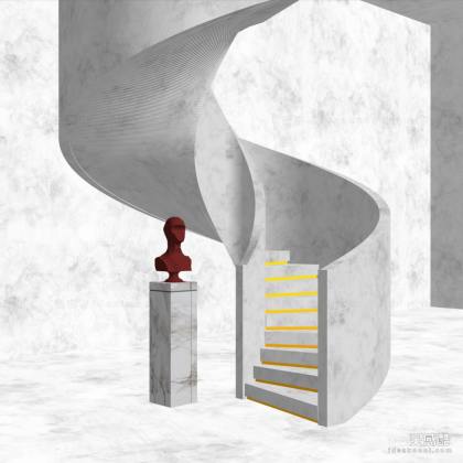 现代人像雕塑旋转楼梯丨