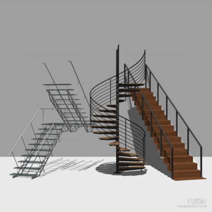 现代旋转楼梯组合丨