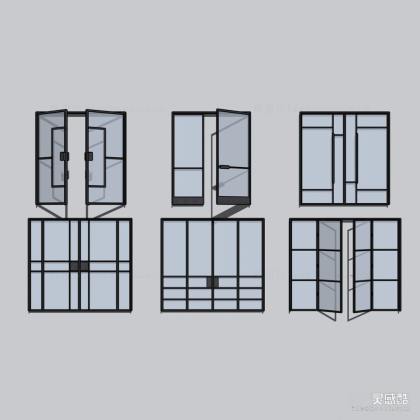 室内门组合 玻璃双开门丨