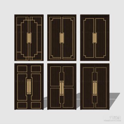 现代门组合 中式双开门丨