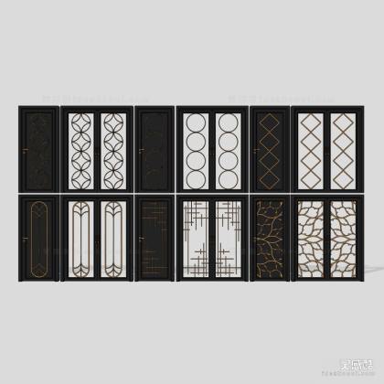 现代新古典欧式推拉门 双开推拉门 单开入户门 卧室门 厨房门组合丨