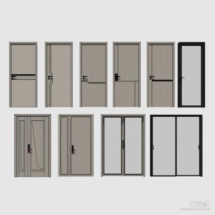现代门组合 单开门 双开门 子母门 玻璃门 推拉门丨