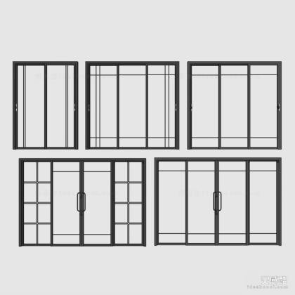 现代玻璃门 推拉门组合丨