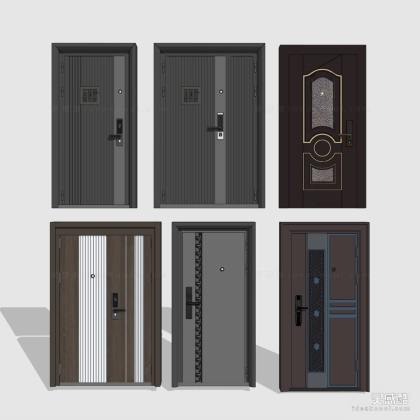 后现代单开门 防盗门 子母门组合丨