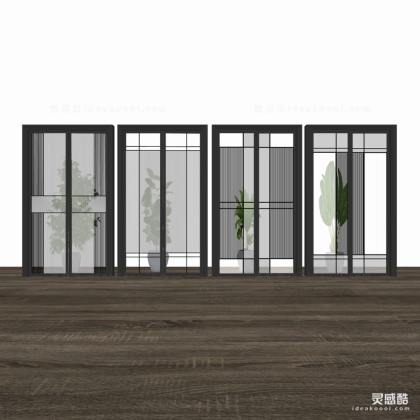 现代铝合金 热熔玻璃 玻璃推拉门组合丨