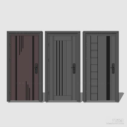 现代入户门 单开门 木门防盗门组合丨