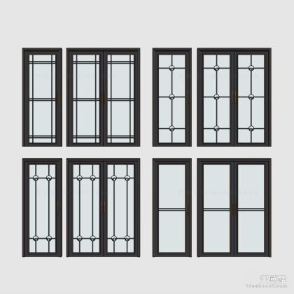 现代推拉门 玻璃推拉门 隔断门组合丨