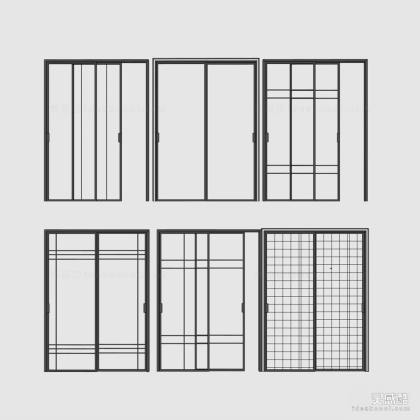 现代玻璃移门 推拉门组合丨