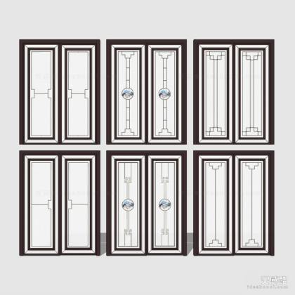 新中式花格玻璃推拉门厨卫门组合丨