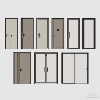 新中式房门推拉门厨卫门 木门 双开门 单开门组合丨