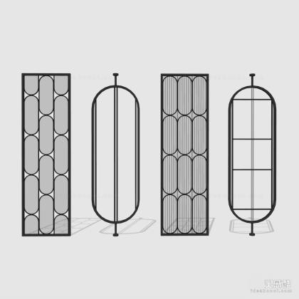 现代玻璃屏风隔断丨