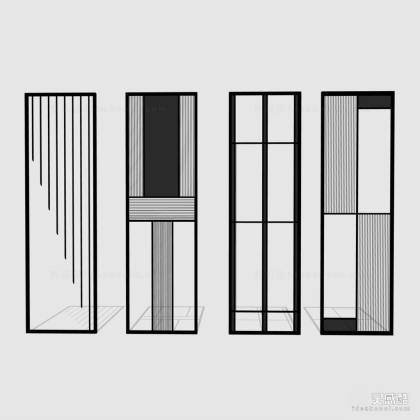 现代玻璃屏风隔断丨