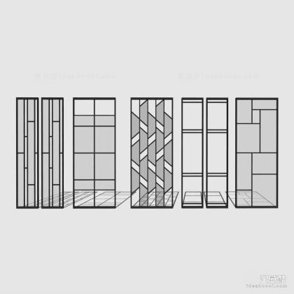 现代玻璃屏风隔断丨