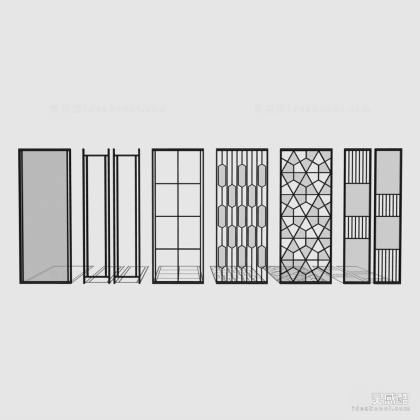 现代玻璃屏风隔断丨